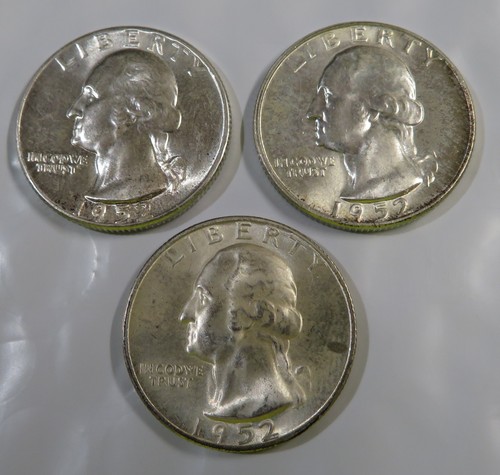 1952 washington quarters s - washington, p,d,s